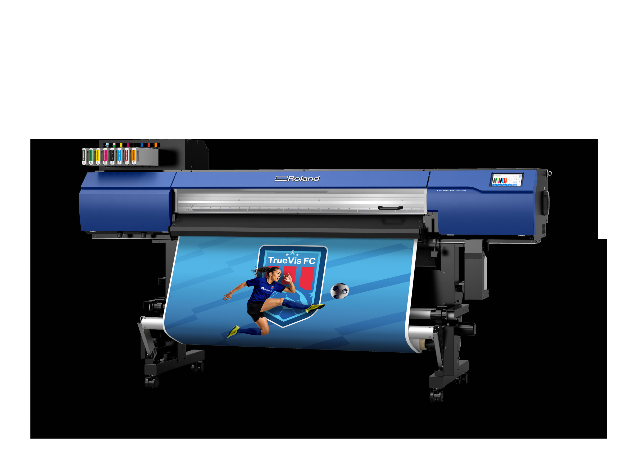 LaserTek Solutions Roland wide-format printer producing a printed banner